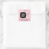 Sticker Carré Code QR personnalisé rose (Sac)