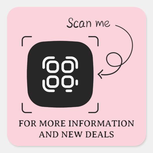 Sticker Carré Code QR personnalisé rose (Devant)
