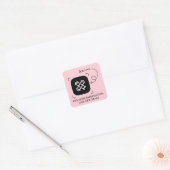 Sticker Carré Code QR personnalisé rose (Enveloppe)