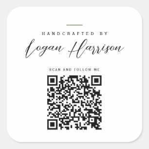 Sticker Carré Code QR personnalisé simple et artisanal