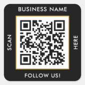 Sticker Carré Code QR personnalisé Texte noir blanc (Devant)