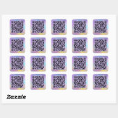 Sticker Carré Code QR pour les affaires personnelles violet holo (Feuille)