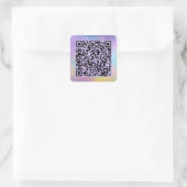 Sticker Carré Code QR pour les affaires personnelles violet holo (Sac)