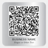Sticker Carré Code QR Promotionnel Argent Moderne (Devant)