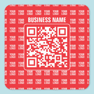 Sticker Carré Code QR promotionnel (modifiable) avec motif de lo