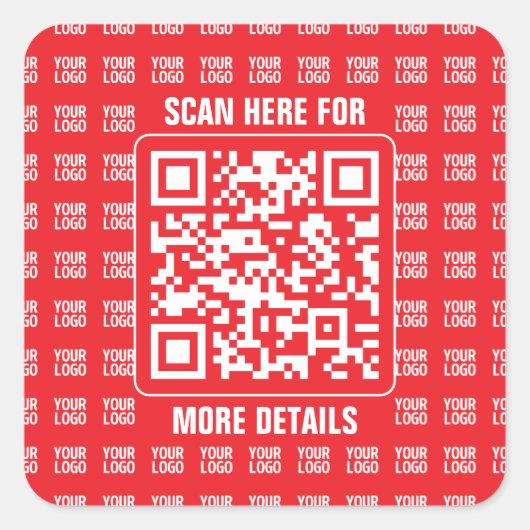 Sticker Carré Code QR promotionnel (modifiable) avec Motif Logo (Devant)