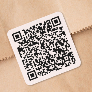 Sticker Carré Code QR Rose pour Site Web Personnalisé