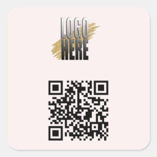Sticker Carré Code QR rose simple avec logo d'entreprise