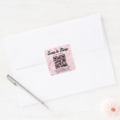 Sticker Carré code qr rsvp écriture rétro rose mariage   (Enveloppe)