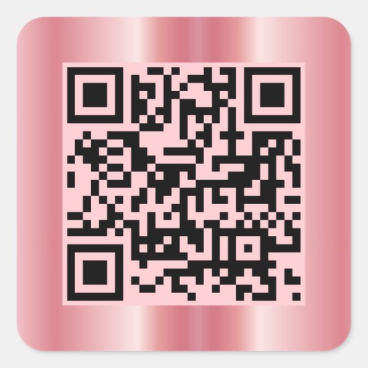 Sticker Carré Code QR scannable Elegant Rose Gold personnalisé (Devant)