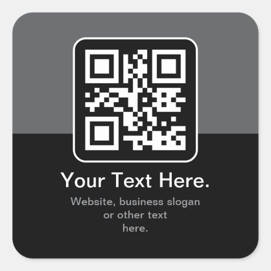 Sticker Carré Code QR scannable moderne | Noir Gris & Blanc (Devant)
