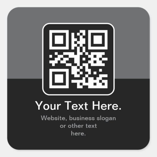 Sticker Carré Code QR scannable moderne | Noir Gris & Blanc (Devant)