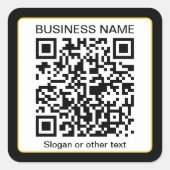 Sticker Carré Code QR scannable modifiable + Nom de votre entrep (Devant)