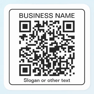Sticker Carré Code QR scannable modifiable + Nom de votre entrep