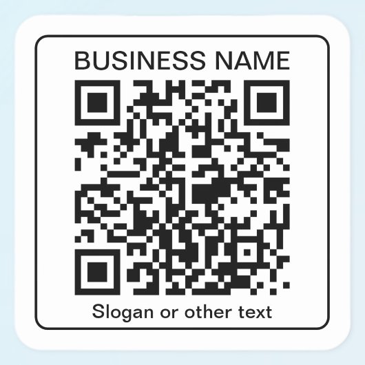 Sticker Carré Code QR scannable modifiable + Nom de votre entrep