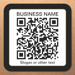 Sticker Carré Code QR scannable modifiable + Nom de votre entrep