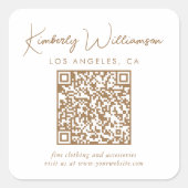 Sticker Carré Code QR Signature Gold Script (Devant)