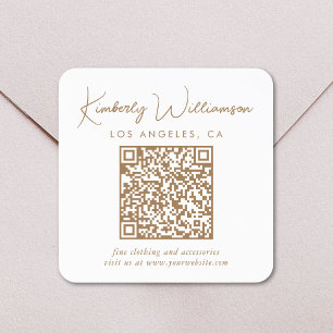 Sticker Carré Code QR Signature Gold Script