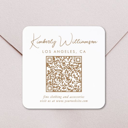 Sticker Carré Code QR Signature Gold Script