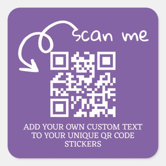 Sticker Carré Code QR unique site Web numérisable personnalisé (Devant)