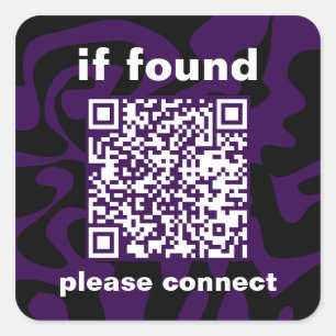 Sticker Carré Code QR violet mignon objets trouvés
