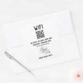 Sticker Carré Code WiFi avec code QR et conception florale (Enveloppe)