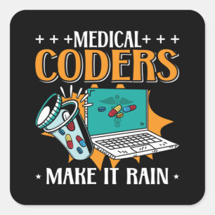 Sticker Carré Codeurs Médicales Rendre Pluie Codeur Médicale