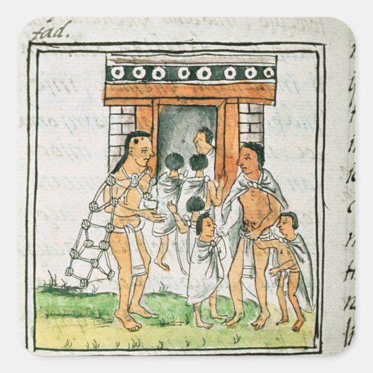 Sticker Carré Codex florentin par Bernardino de Sahagun (Devant)