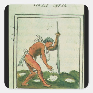 Sticker Carré Codex florentin par Bernardino de Sahagun