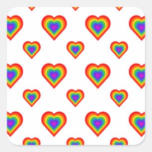 Sticker Carré Coeur arc-en-ciel