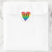 Sticker Carré Coeur arc-en-ciel LGBT (Sac)