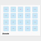 Sticker Carré Coeur blanc bleu clair (Feuille)
