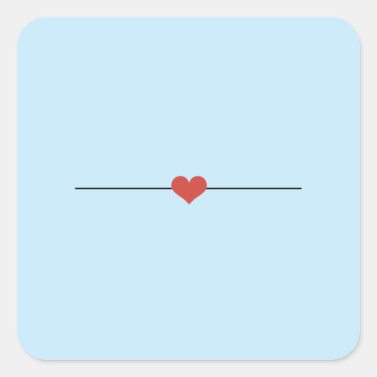 Sticker Carré Coeur blanc bleu clair (Devant)