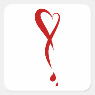 Sticker Carré Coeur comme point d'exclamation, coeur saignant