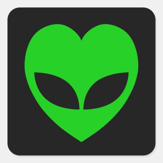 Sticker Carré Coeur d'amour Alien (Devant)