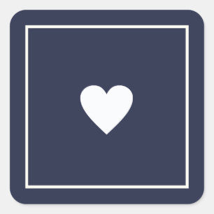 Sticker Carré Coeur d'amour blanc minimaliste sur mariage bleu m