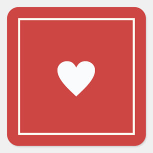 Sticker Carré coeur d'amour blanc minimaliste sur mariage rouge