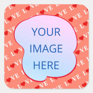 Sticker Carré Coeur d'amour orange