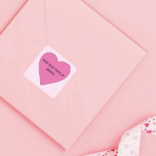 Sticker Carré Coeur d'amour rose
