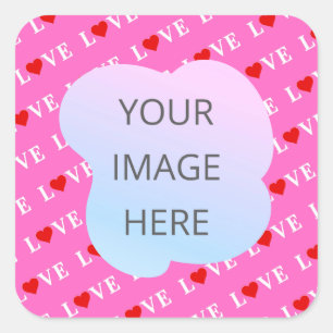 Sticker Carré Coeur d'amour rose élégant