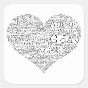 Sticker Carré Coeur d'argot australien