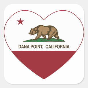 Sticker Carré coeur de Dana Point de drapeau de la Californie