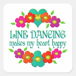 Sticker Carré Coeur de danse de ligne heureux