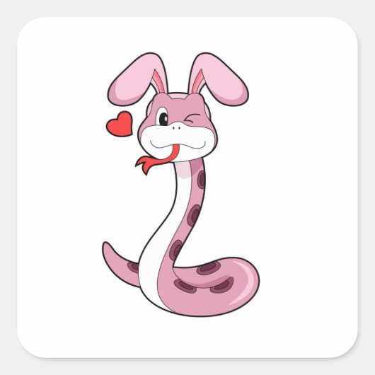 Sticker Carré Coeur de lapin serpent (Devant)