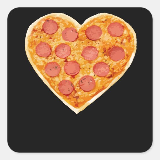 Sticker Carré Coeur de pizza (Devant)