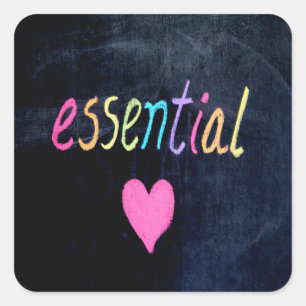 Sticker Carré Coeur de support des travailleurs essentiels sur l