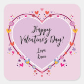 Sticker Carré Coeur de Valentines pour les enfants mignons (Devant)