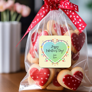 Sticker Carré Coeur de Valentines pour les enfants mignons