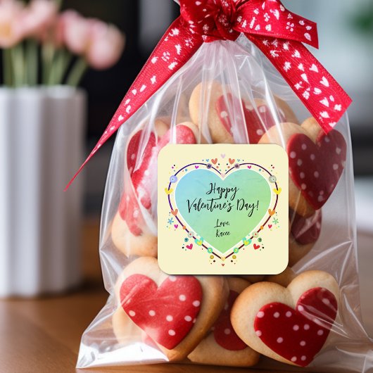 Sticker Carré Coeur de Valentines pour les enfants mignons