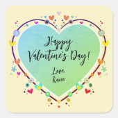 Sticker Carré Coeur de Valentines pour les enfants mignons (Devant)